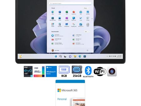 Microsoft Surface Pro 9 13  Tablet i5, 8GB 256GB, Graphite with Microsoft 365 Personal Online