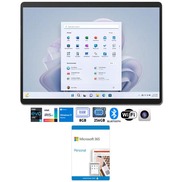 Microsoft Surface Pro 9 13  Tablet i5 8GB 256GB, Platinum with Microsoft 365 Personal For Discount